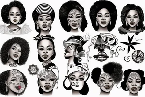 Afro-american woman face tattoo idea