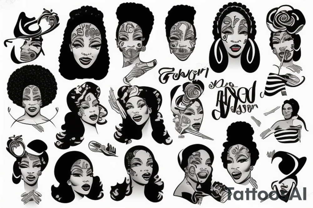 Afro-american woman face tattoo idea