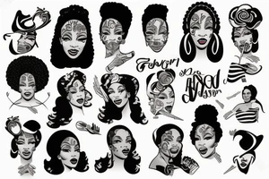 Afro-american woman face tattoo idea