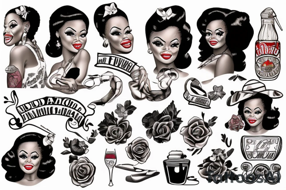 Afro-american pinup girl tattoo idea