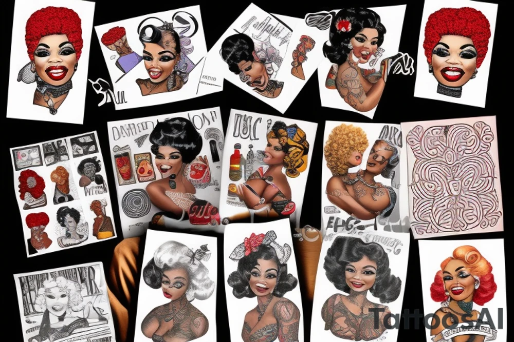 Afro-american pinup girl tattoo idea