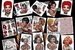 Afro-american pinup girl tattoo idea