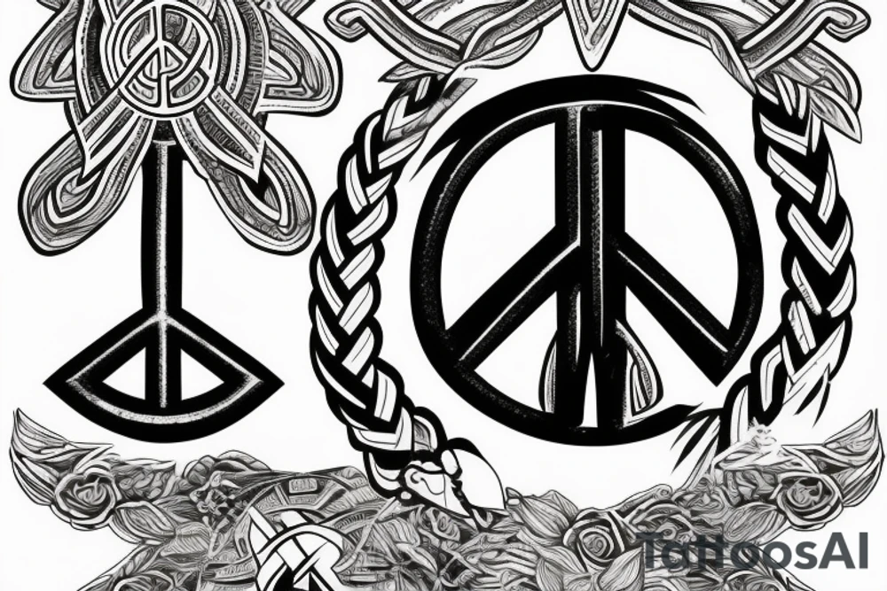 braided peace symbol tattoo idea