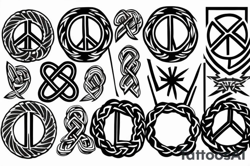 braided peace symbol tattoo idea