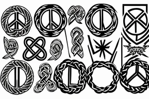 braided peace symbol tattoo idea