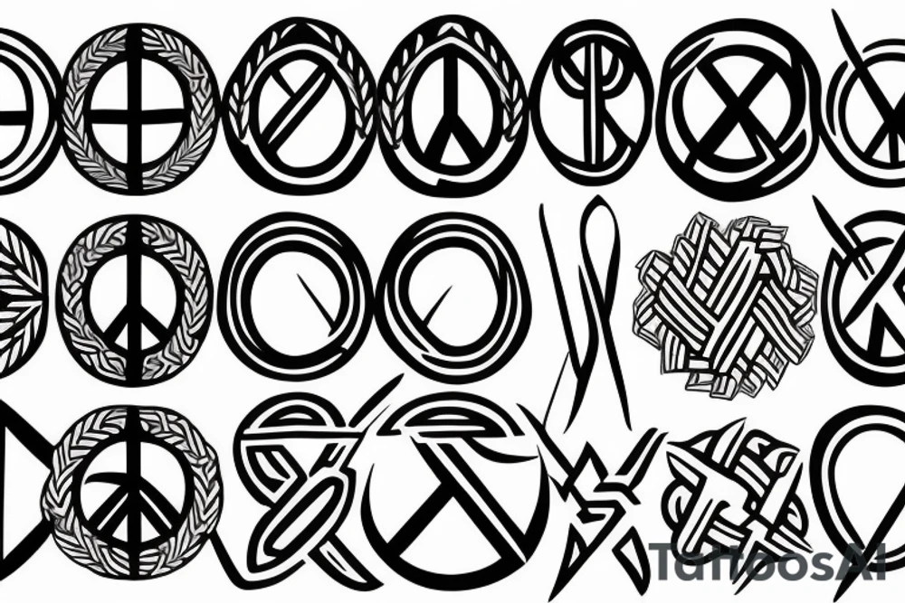 braided peace symbol tattoo idea