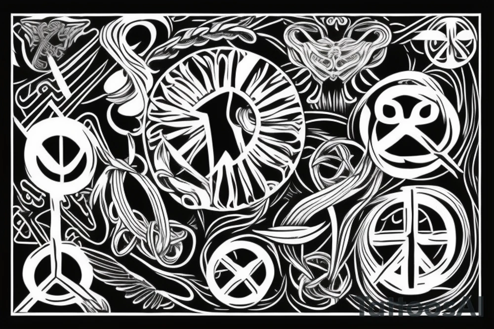 braided peace symbol tattoo idea