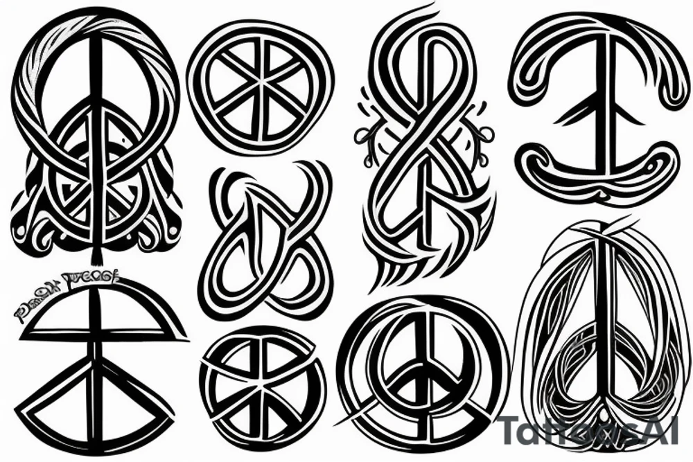 braided peace symbol tattoo idea