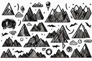 Mountains with goats ontop tattoo idea