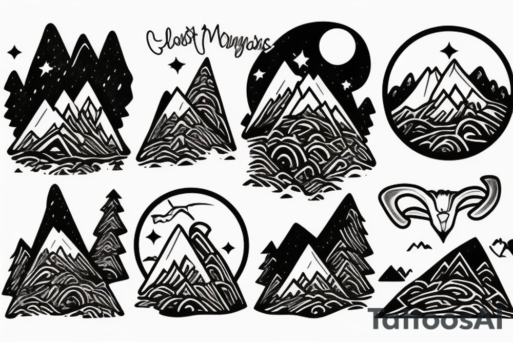 Mountains with goats ontop tattoo idea