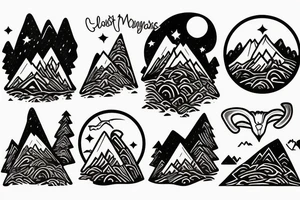 Mountains with goats ontop tattoo idea