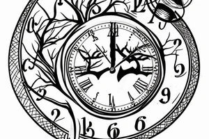 Hourglass with a tree and clock inside tattoo idea