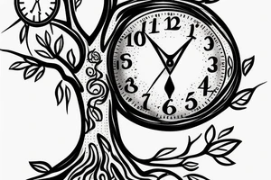 Hourglass with a tree and clock inside tattoo idea