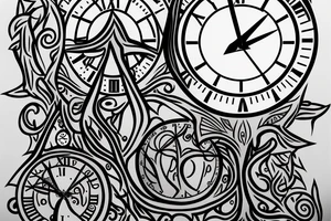 Hourglass with a tree and clock inside tattoo idea