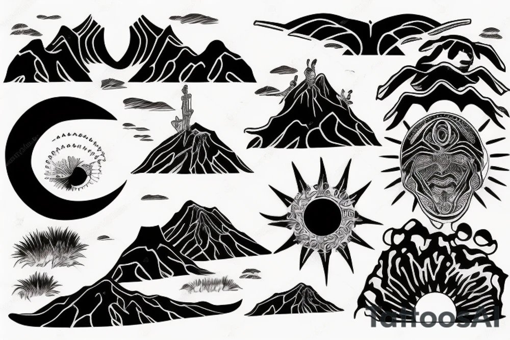 Dune muad’dib with a desert sun tattoo idea