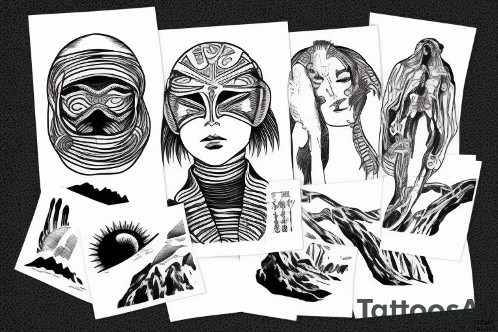 Dune muad’dib with a desert sun tattoo idea