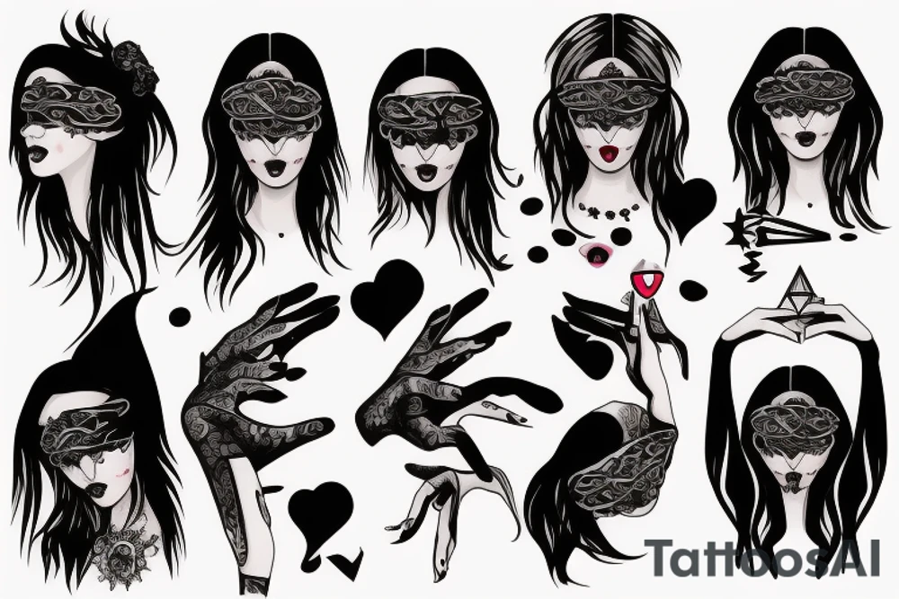 gothic style woman performing magic with a blindfold tattoo idea