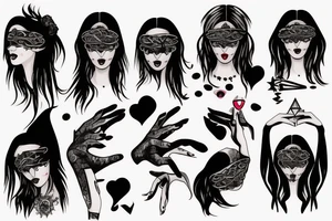 gothic style woman performing magic with a blindfold tattoo idea