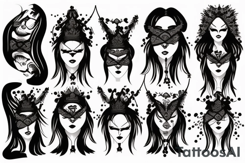 gothic style woman performing magic with a blindfold tattoo idea