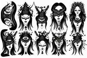 gothic style woman performing magic with a blindfold tattoo idea