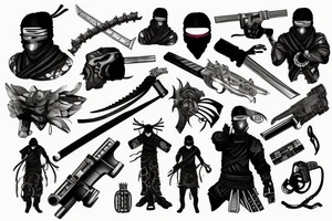 cyberpunk ninja with a katana tattoo idea
