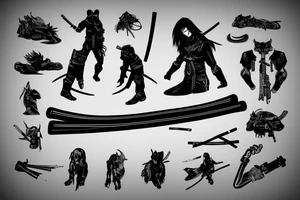 cyberpunk ninja with a katana tattoo idea