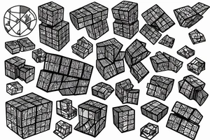 broken rubik cube in space tattoo idea