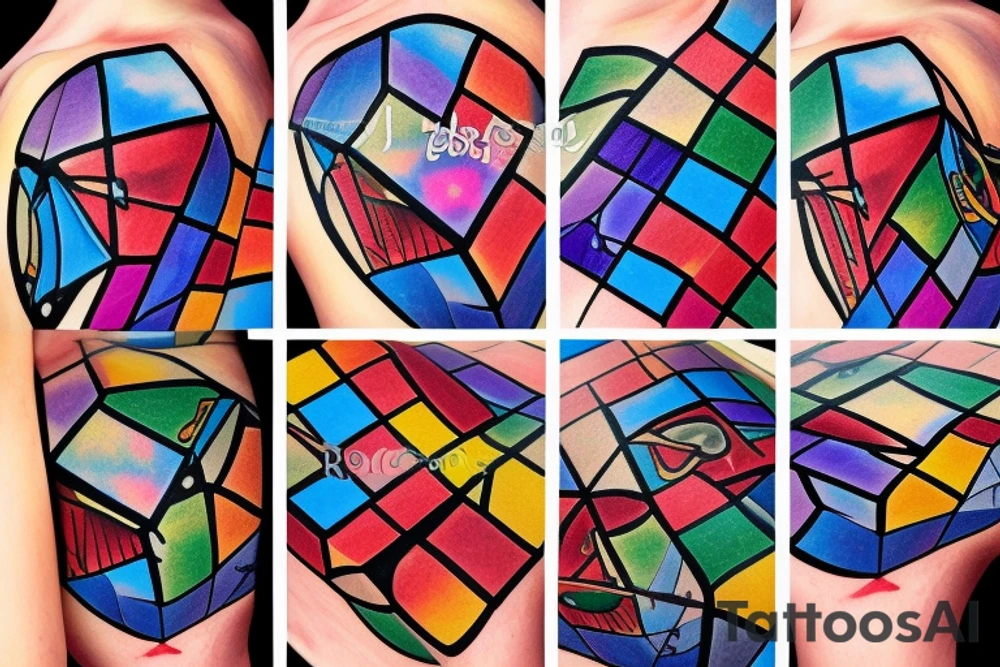 broken rubik cube in space tattoo idea