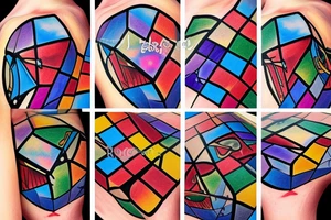 broken rubik cube in space tattoo idea