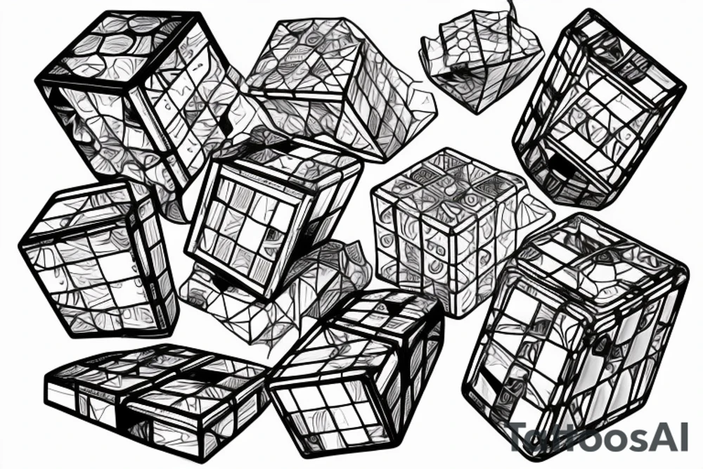 broken rubik tattoo idea
