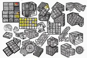 broken Rubik color tattoo idea