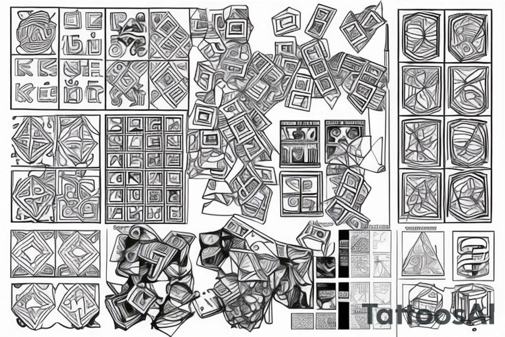 broken Rubik color tattoo idea
