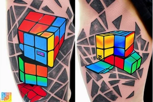 broken rubik cube in space tattoo idea