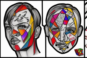 Rubik color face human tattoo idea