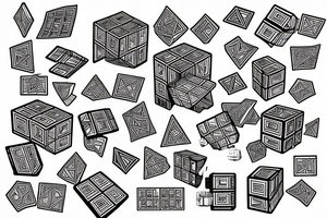 broken rubik cube in space tattoo idea