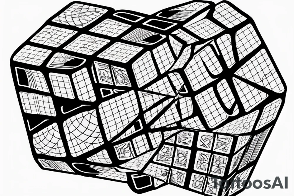 broken rubik cube in space tattoo idea
