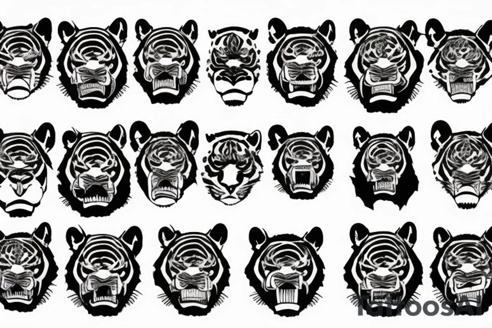 Angry tiger face tattoo idea