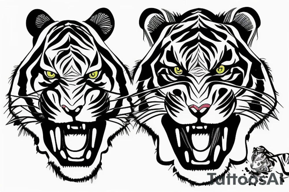 Angry tiger face tattoo idea