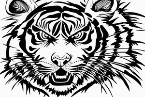 Angry tiger face tattoo idea