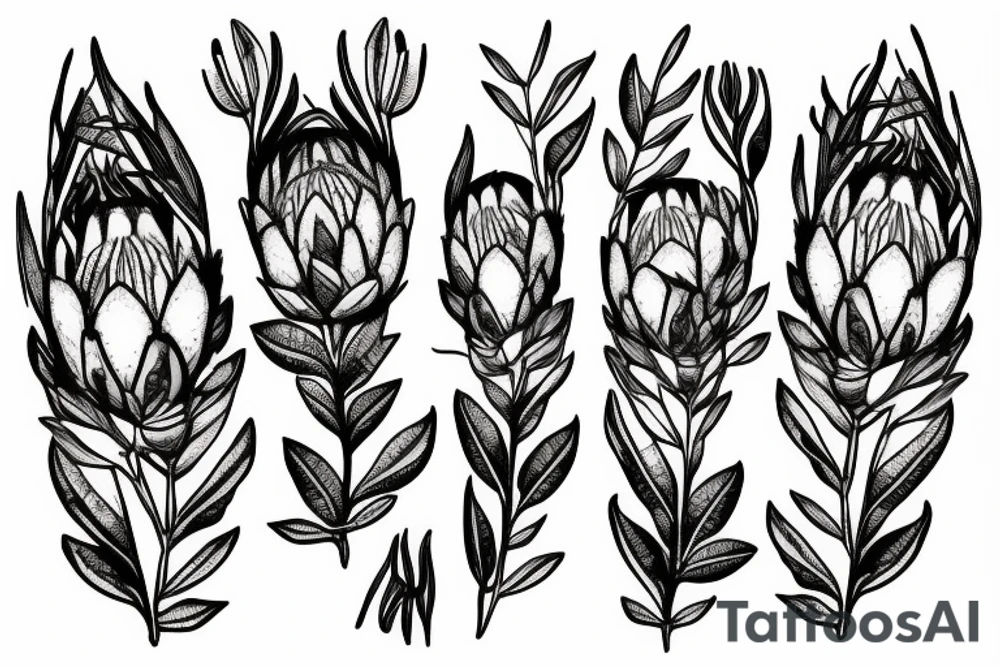 Protea flower tattoo idea