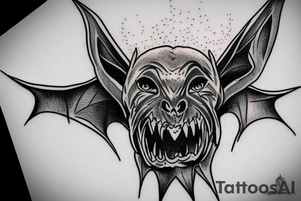 Nasty vampire bat close up tattoo idea