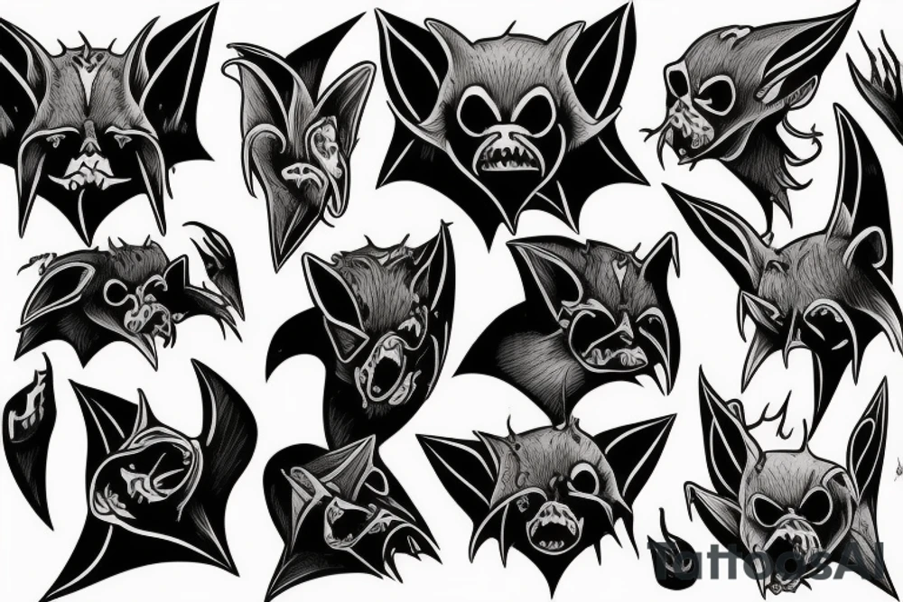 Nasty vampire bat close up tattoo idea