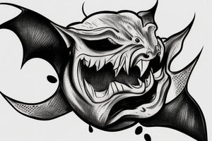 vampire bat close up mouth open tattoo idea