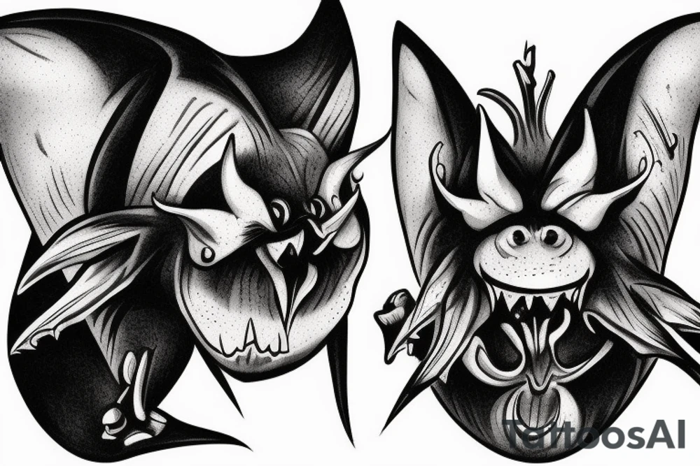 vampire bat close up mouth open tattoo idea