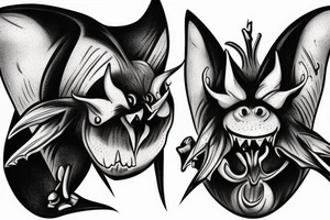 vampire bat close up mouth open tattoo idea