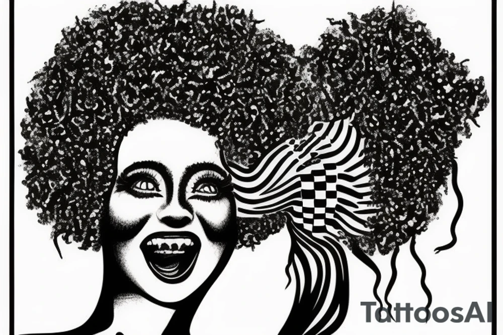 laughing grifter with afro hair tattoo idea