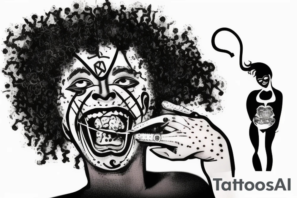 laughing grifter with afro hair tattoo idea
