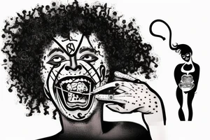 laughing grifter with afro hair tattoo idea