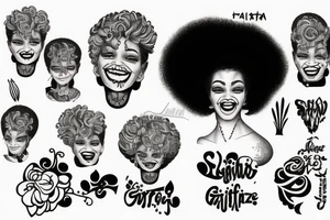 laughing grifter with afro hair tattoo idea