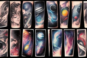 Space black hole blackhole stars interstellar planets detailed colorful tattoo idea